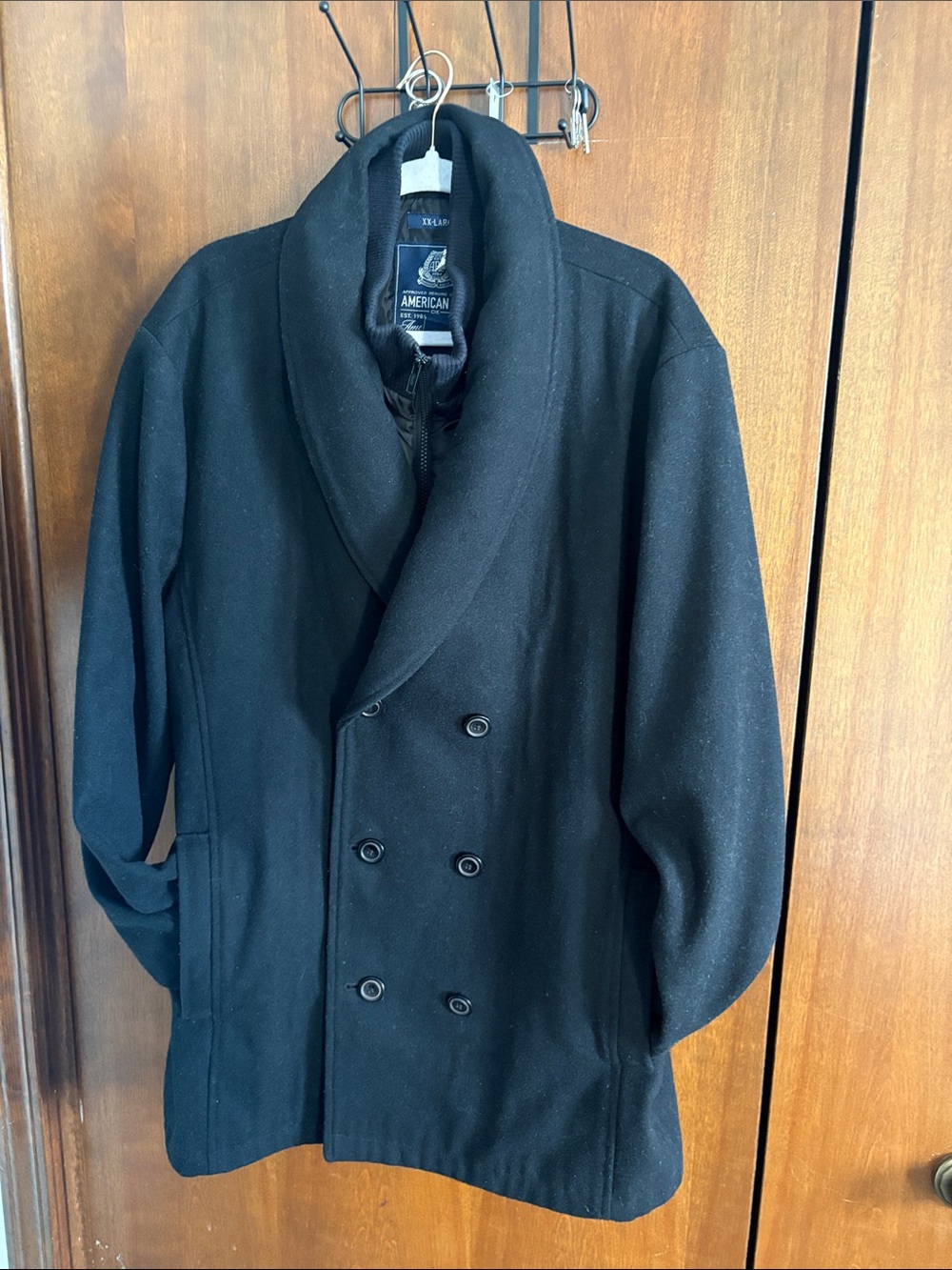 American Rag Men’s Black Double-Breasted Shawl Collar Pea Coat